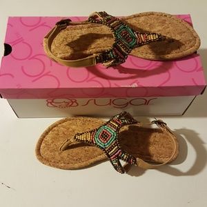 Sugar Trisse Beaded Slingback Sandals Size US 5.5M